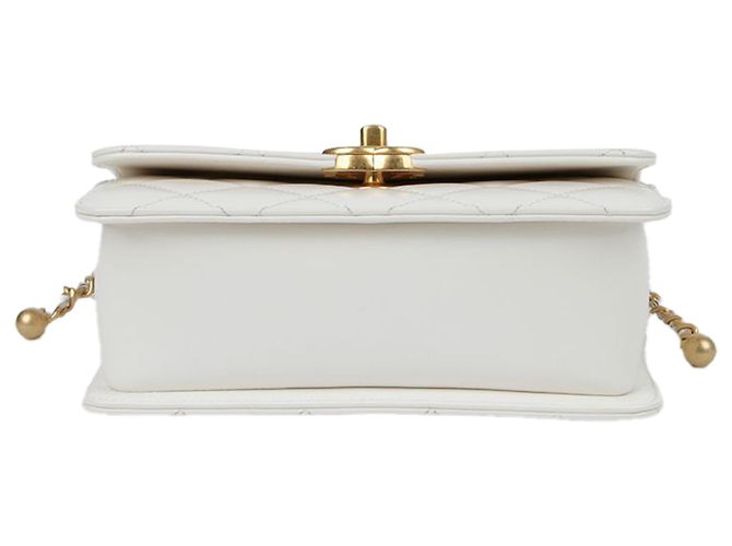 Chanel Borsa a tracolla e crossbody Mini Flap Chain con logo CC Bianco - vista 6