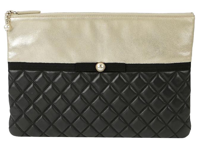 Chanel Mit Perlen verzierte Clutch Schwarz - Ansicht 2