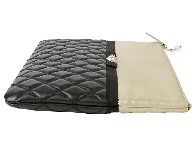 Chanel Mit Perlen verzierte Clutch Schwarz - Ansicht 5