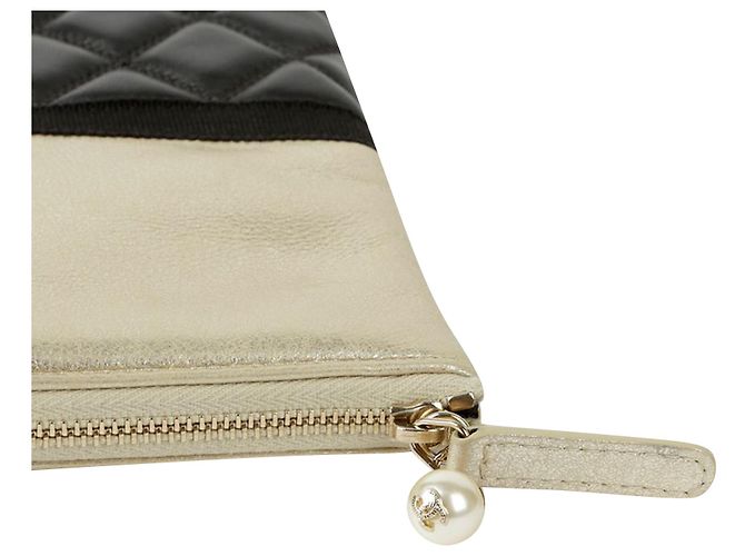 Chanel Mit Perlen verzierte Clutch Schwarz - Ansicht 7