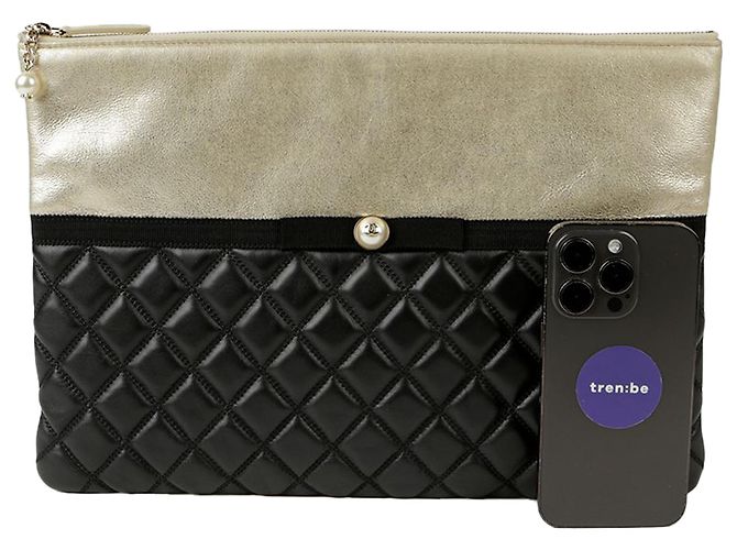 Chanel Mit Perlen verzierte Clutch Schwarz - Ansicht 9