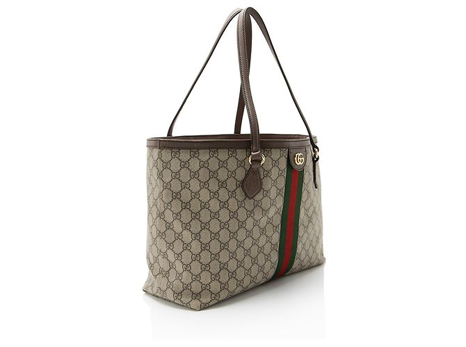 Sac Tote Large Gucci GG Supreme Ophidia Marrom Bege - vista 2