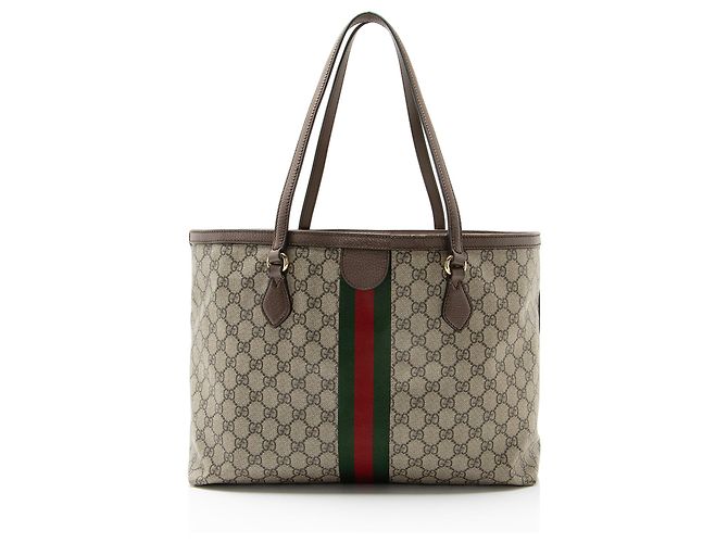 Sac Tote Large Gucci GG Supreme Ophidia Marrom Bege - vista 3