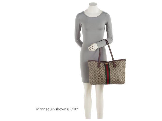 Sac Tote Large Gucci GG Supreme Ophidia Marrom Bege - vista 5