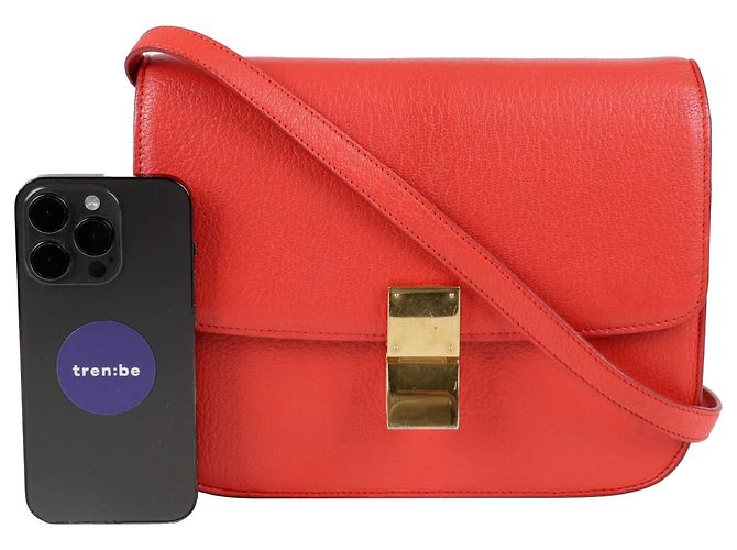 Céline Classic Box Medium Schultertasche Rot - Ansicht 10