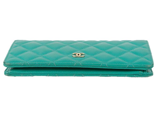 Timeless Chanel Carteira Long Flap Clássico Atemporal em Caviar Azul - vista 6