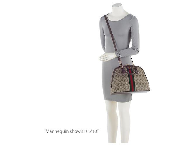 Borsa Gucci GG Supreme Ophidia Dome Marrone Beige - vista 5