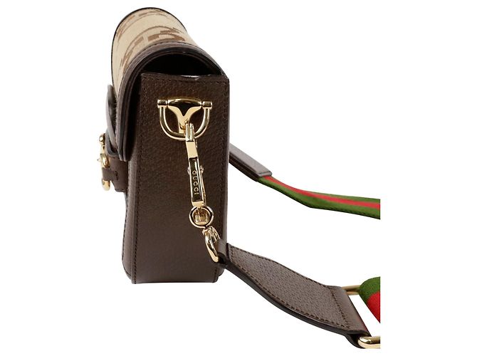 Horsebit 1955 Gucci Borsa a tracolla e a spalla Horsebit Jumbo Gg Mini Marrone - vista 3