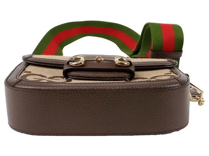 Horsebit 1955 Gucci Borsa a tracolla e a spalla Horsebit Jumbo Gg Mini Marrone - vista 6