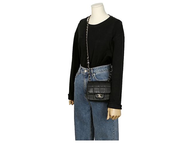 Chanel Mini borsa a tracolla e crossbody con catena Cube Nero - vista 10