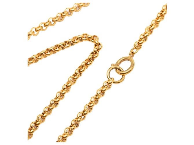 Chanel Coco Mark Clover Motif Chain Pendant Necklace Golden - view 5