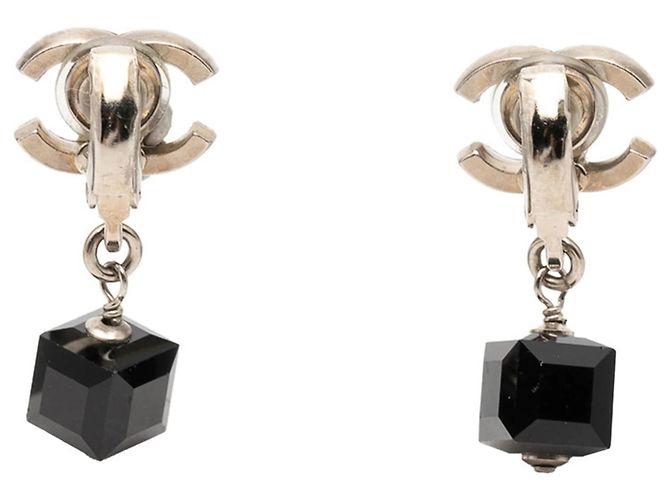 Chanel Coco Mark Clip-Ohrringe Schwarz Silber - Ansicht 2