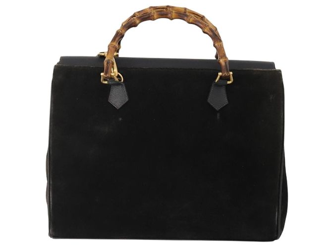 Gucci Vintage Diana Bamboo Top Handle Tote in struzzo Medium Nero - vista 2