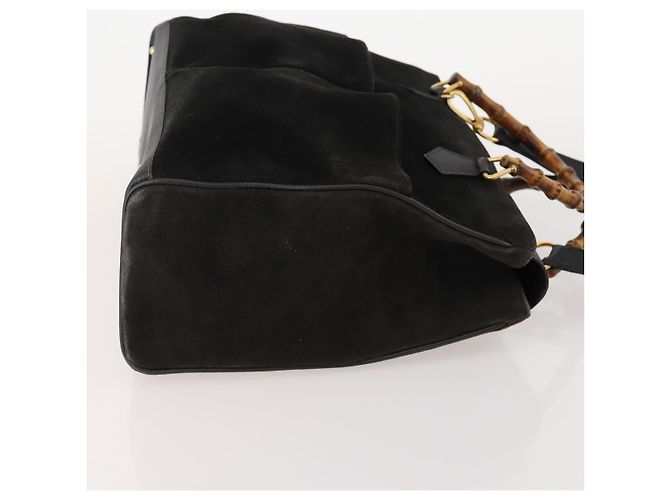 Gucci Vintage Diana Bamboo Top Handle Tote in struzzo Medium Nero - vista 3