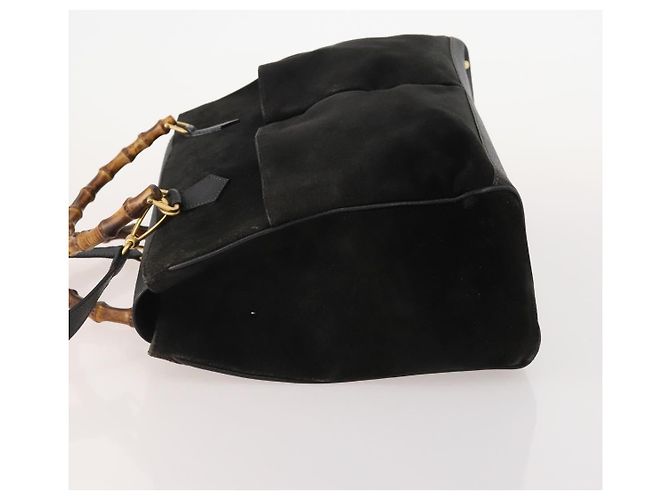 Gucci Vintage Diana Bamboo Top Handle Tote in struzzo Medium Nero - vista 4