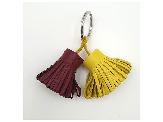 Hermès Portachiavi Carmen Uno-Dos, lime/rouge grenat, Milo lambskin Rosso Giallo - vista 2