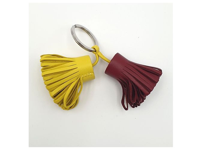 Hermès Portachiavi Carmen Uno-Dos, lime/rouge grenat, Milo lambskin Rosso Giallo - vista 3