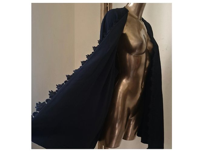 Elena Miró Marineblauer Cardigan mit Spitzenbesatz Dunkelblau - Ansicht 11