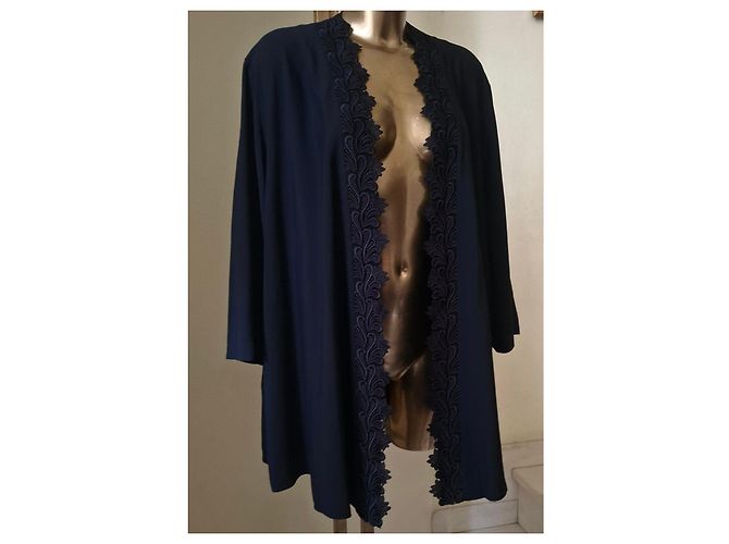 Elena Miró Marineblauer Cardigan mit Spitzenbesatz Dunkelblau - Ansicht 2