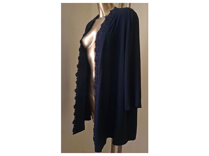 Elena Miró Marineblauer Cardigan mit Spitzenbesatz Dunkelblau - Ansicht 3