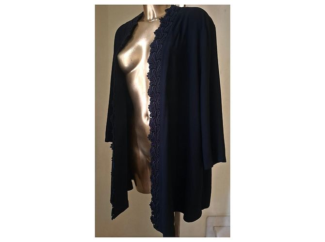 Elena Miró Marineblauer Cardigan mit Spitzenbesatz Dunkelblau - Ansicht 4