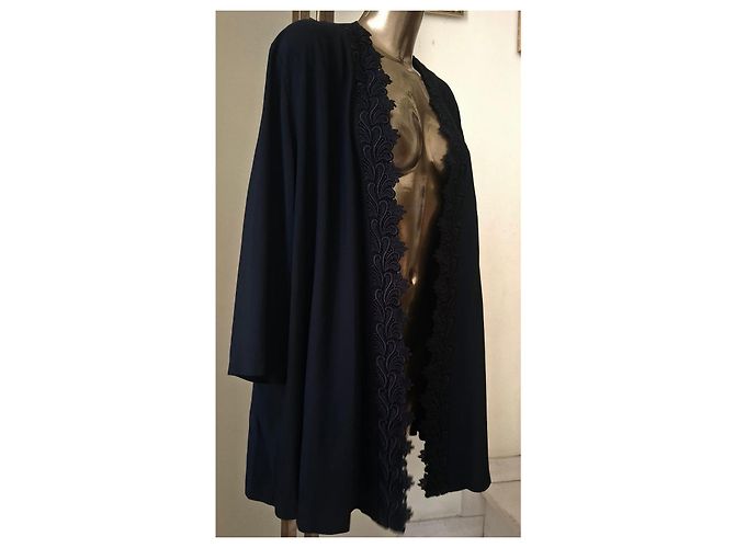 Elena Miró Marineblauer Cardigan mit Spitzenbesatz Dunkelblau - Ansicht 8