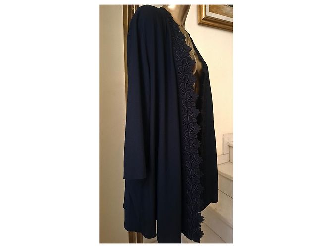 Elena Miró Marineblauer Cardigan mit Spitzenbesatz Dunkelblau - Ansicht 9