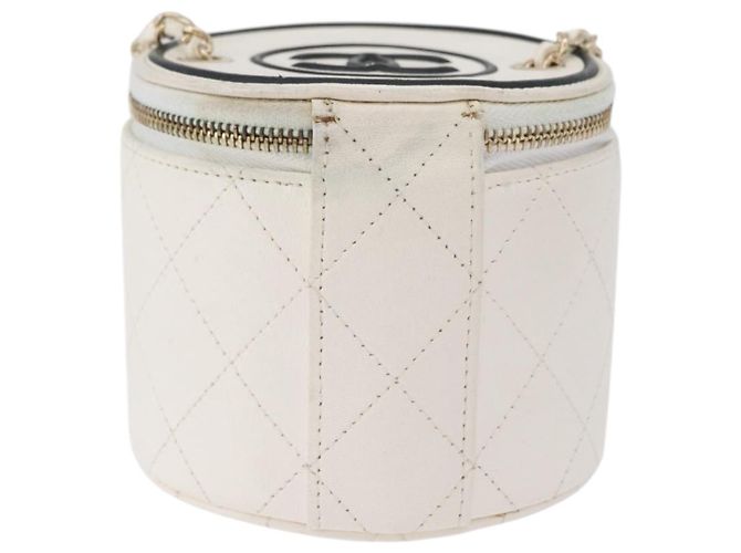 Mini Vanity Case Chanel CC con catena in agnello trapuntato Bianco - vista 2