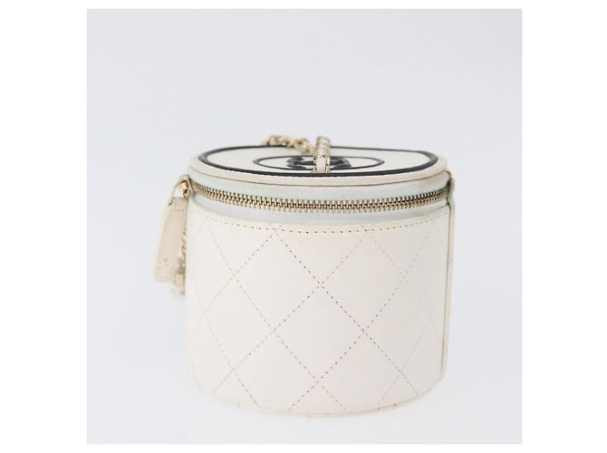 Mini Vanity Case Chanel CC con catena in agnello trapuntato Bianco - vista 3