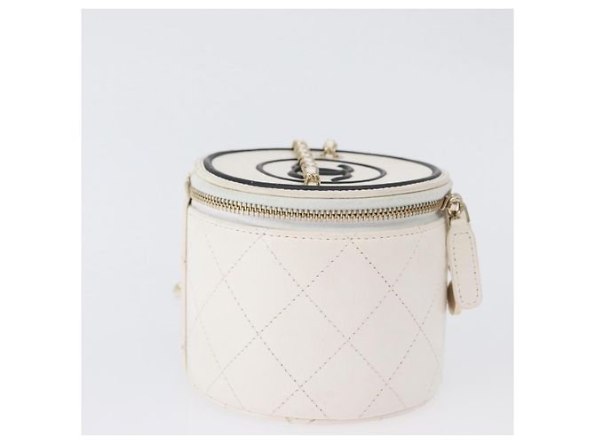 Mini Vanity Case Chanel CC con catena in agnello trapuntato Bianco - vista 4