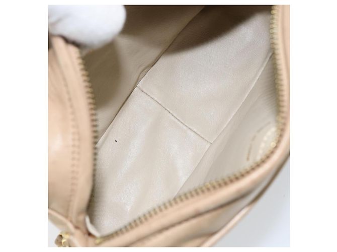 Chanel Vintage Diamond CC Camera Quilted Lambskin Large Beige - vista 5