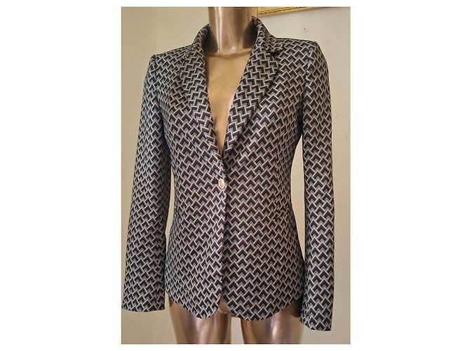 Liu.Jo Slim Fit Jacquard Blazer Liu Jo Gr. 40 Neu Beige Dunkelbraun - Ansicht 2