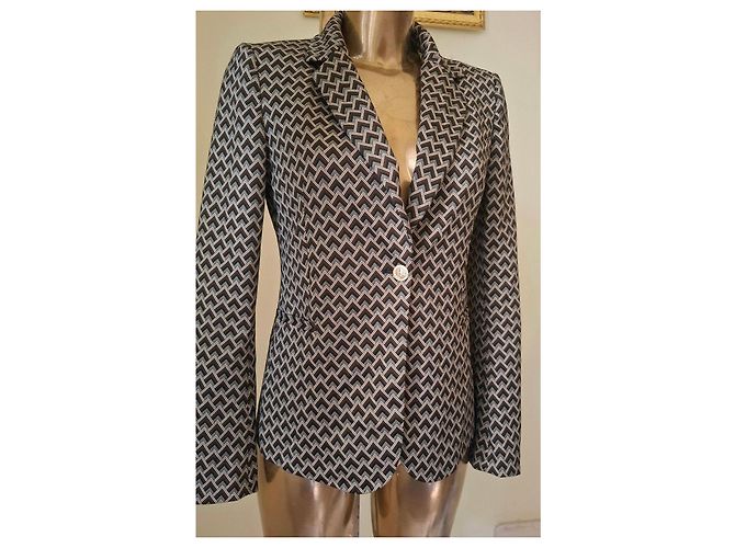 Liu.Jo Slim Fit Jacquard Blazer Liu Jo Gr. 40 Neu Beige Dunkelbraun - Ansicht 3