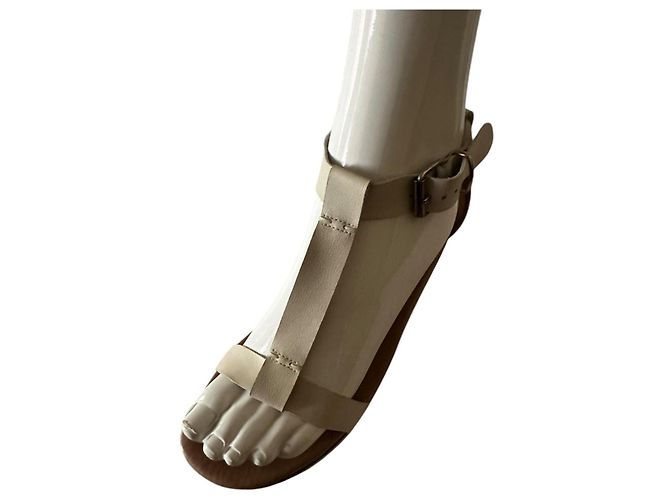 Sandali platform in pelle MM6 Maison Margiela Bianco sporco - vista 10