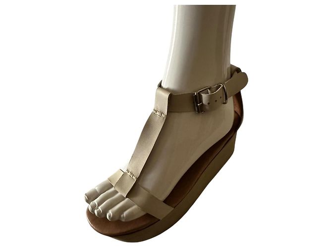 Sandali platform in pelle MM6 Maison Margiela Bianco sporco - vista 11