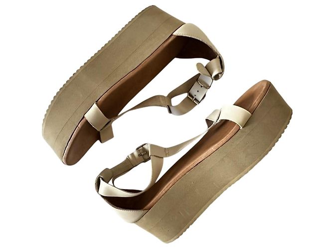 Sandali platform in pelle MM6 Maison Margiela Bianco sporco - vista 12
