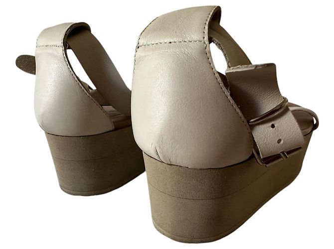 Sandali platform in pelle MM6 Maison Margiela Bianco sporco - vista 14