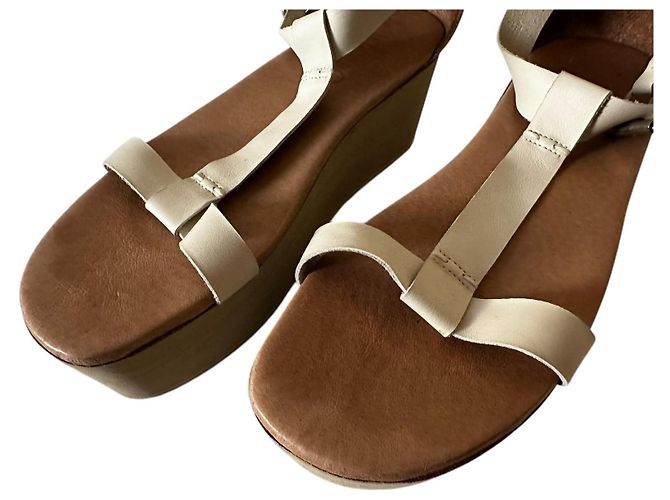 Sandali platform in pelle MM6 Maison Margiela Bianco sporco - vista 15