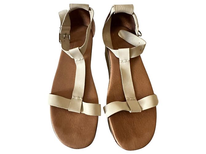 Sandali platform in pelle MM6 Maison Margiela Bianco sporco - vista 2