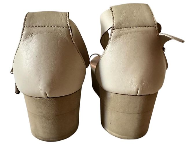 Sandali platform in pelle MM6 Maison Margiela Bianco sporco - vista 3