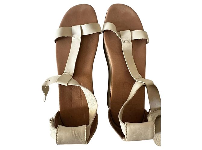 Sandali platform in pelle MM6 Maison Margiela Bianco sporco - vista 7