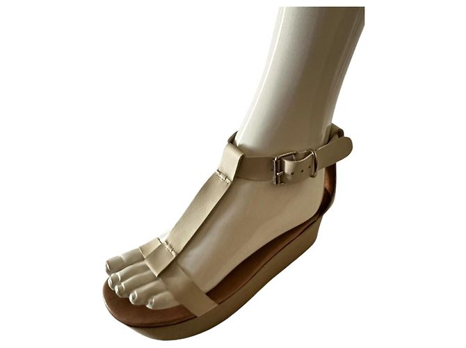 Sandali platform in pelle MM6 Maison Margiela Bianco sporco - vista 8