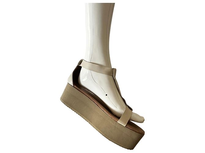 Sandali platform in pelle MM6 Maison Margiela Bianco sporco - vista 9