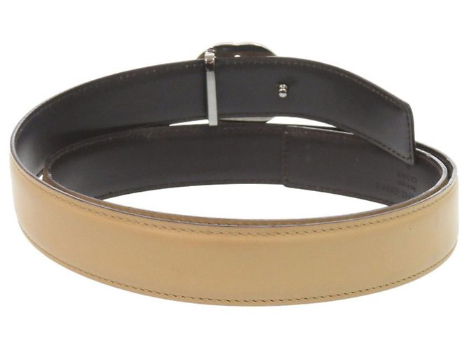Cinturón Gucci Interlocking G de cuero beige Castaño - vista 2