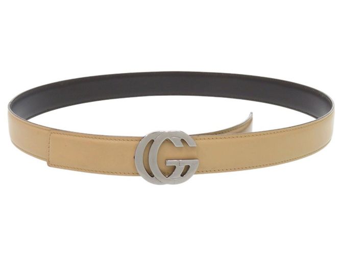 Cinturón Gucci Interlocking G de cuero beige Castaño - vista 3