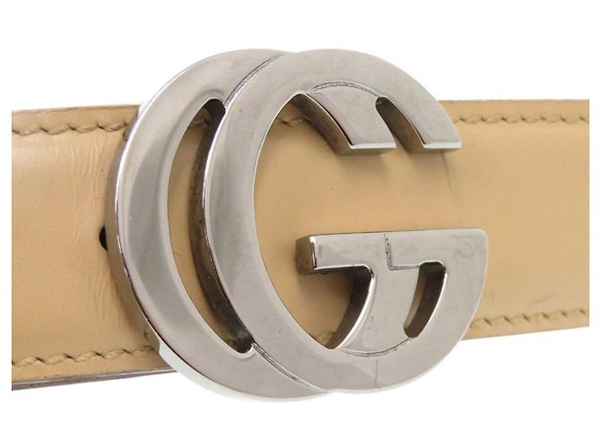 Cinturón Gucci Interlocking G de cuero beige Castaño - vista 4