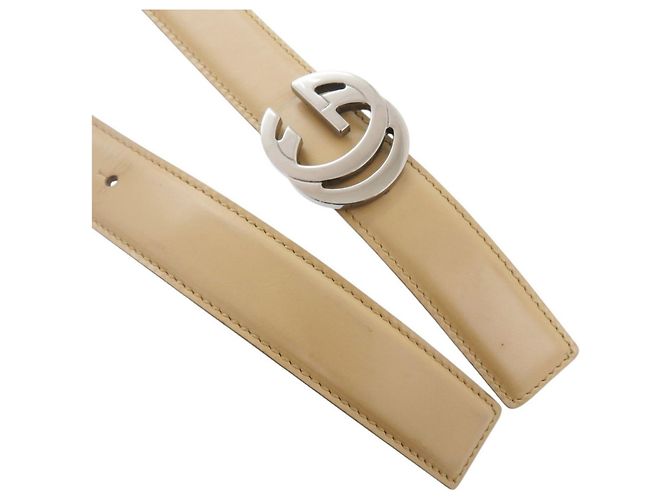 Cinturón Gucci Interlocking G de cuero beige Castaño - vista 5