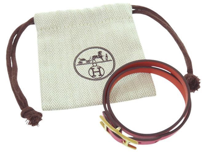 Hermès Hermes Be Api Double Tour Armband Pink Golden Orange - Ansicht 2