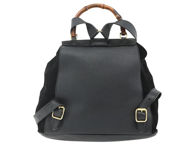 Gucci Vintage Bamboo Suede Medium Nero - vista 2