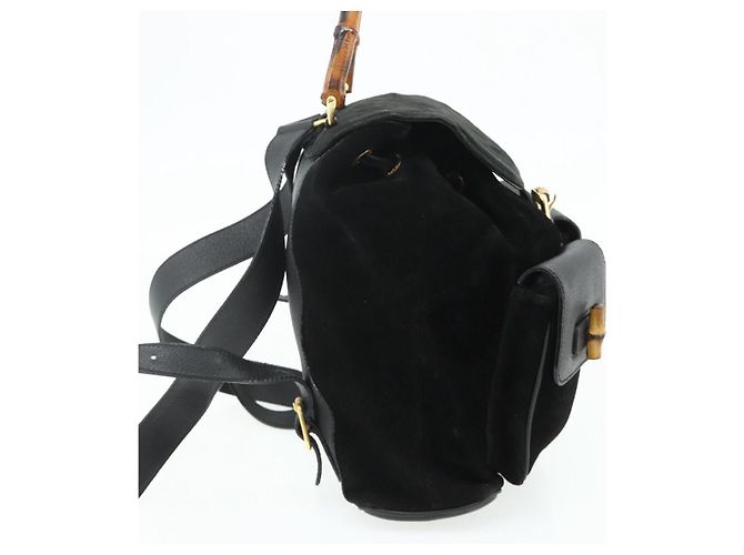 Gucci Vintage Bamboo Suede Medium Nero - vista 3